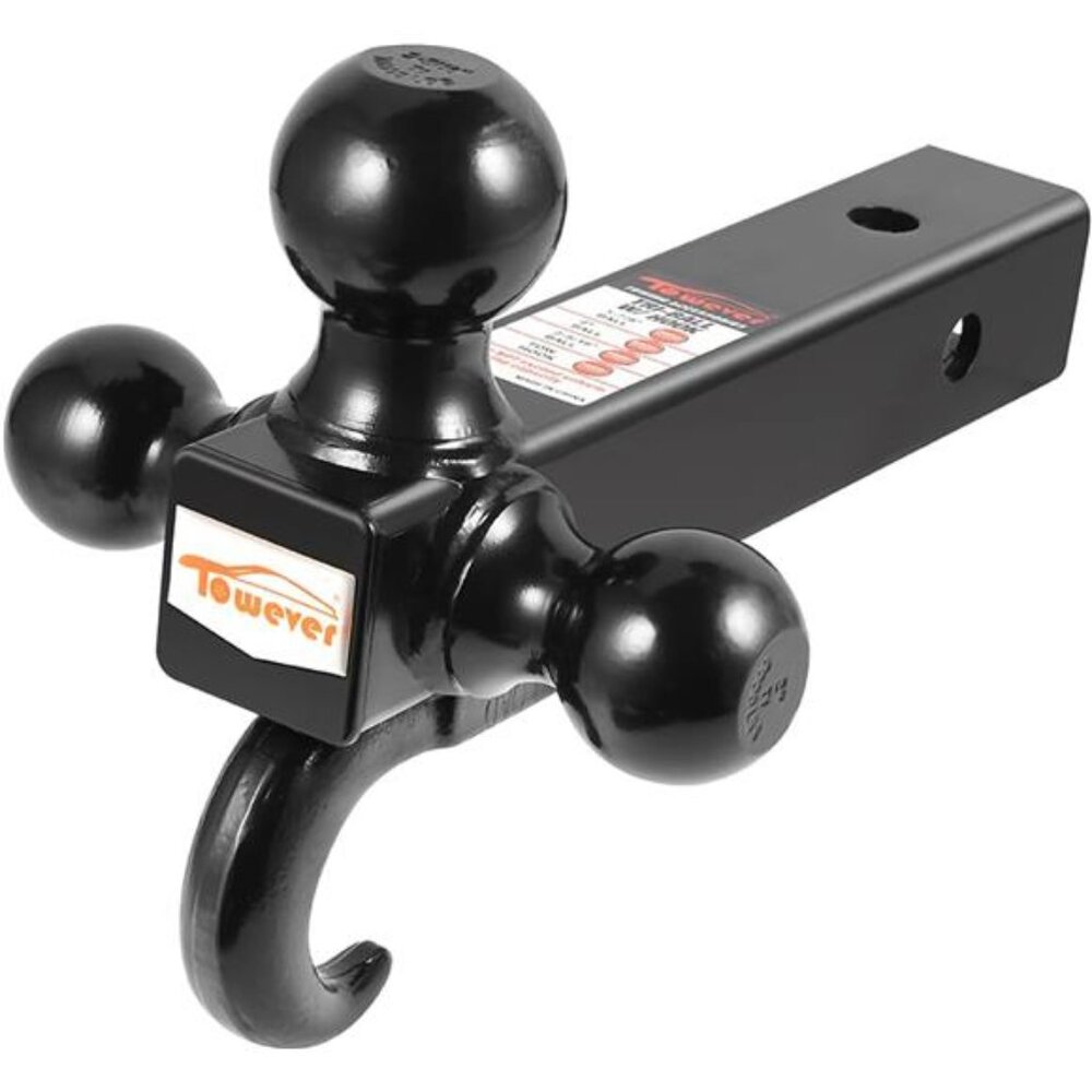 3/4 Trailer Hitch 2 Inch Ball Hitch with Hook (Black, Hollow Shank), for Truck